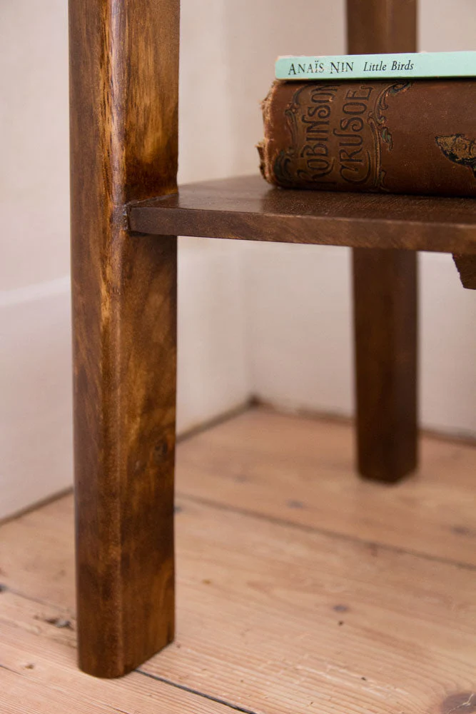 Dark Mango Wood Bedside Table With Cable Gap - Image 5