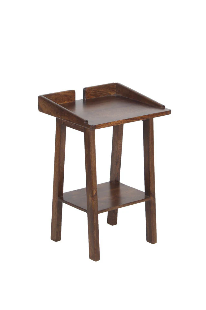 Dark Mango Wood Bedside Table With Cable Gap - Image 7