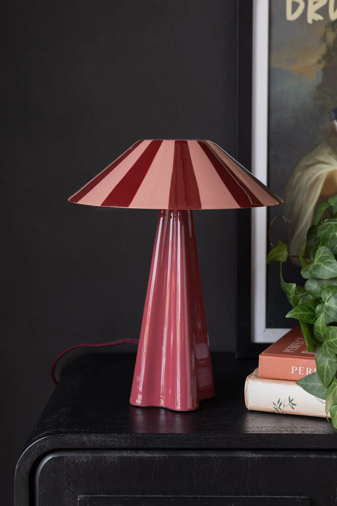 Deep Red Stripe Table Lamp - Image 2