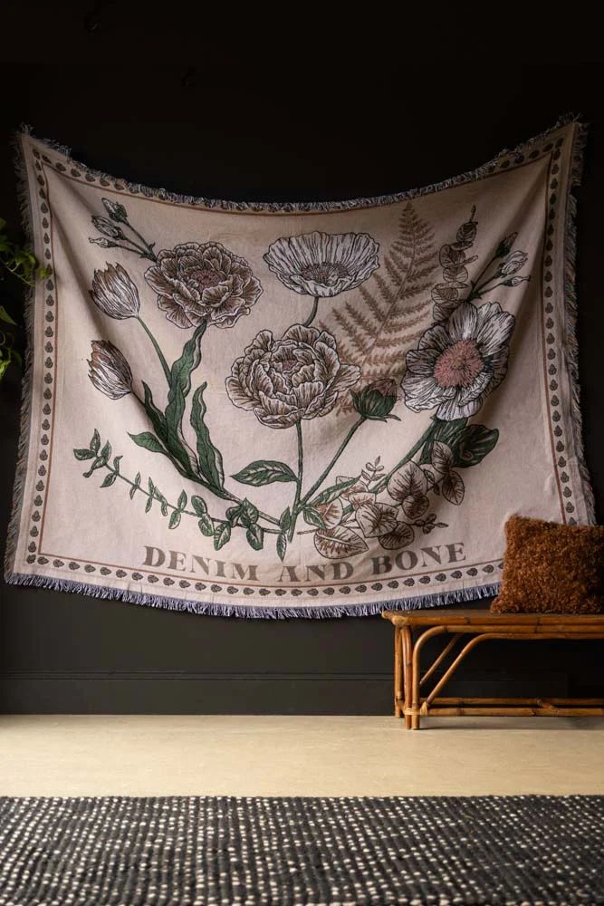 Denim & Bone Scandi White Woven Cotton Throw - Image 2