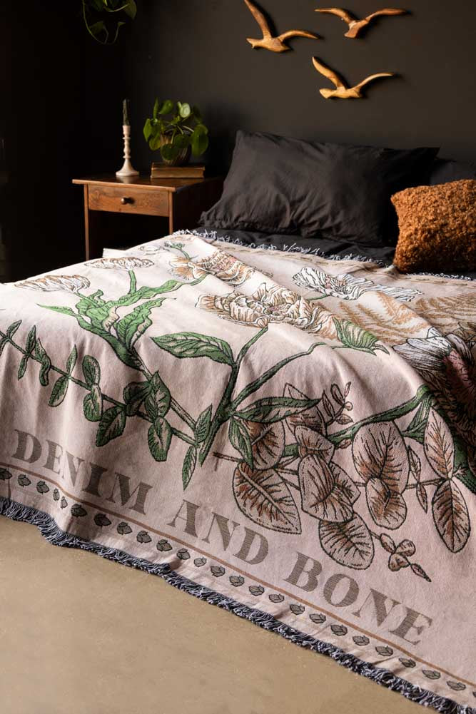 Denim & Bone Scandi White Woven Cotton Throw - Image 5