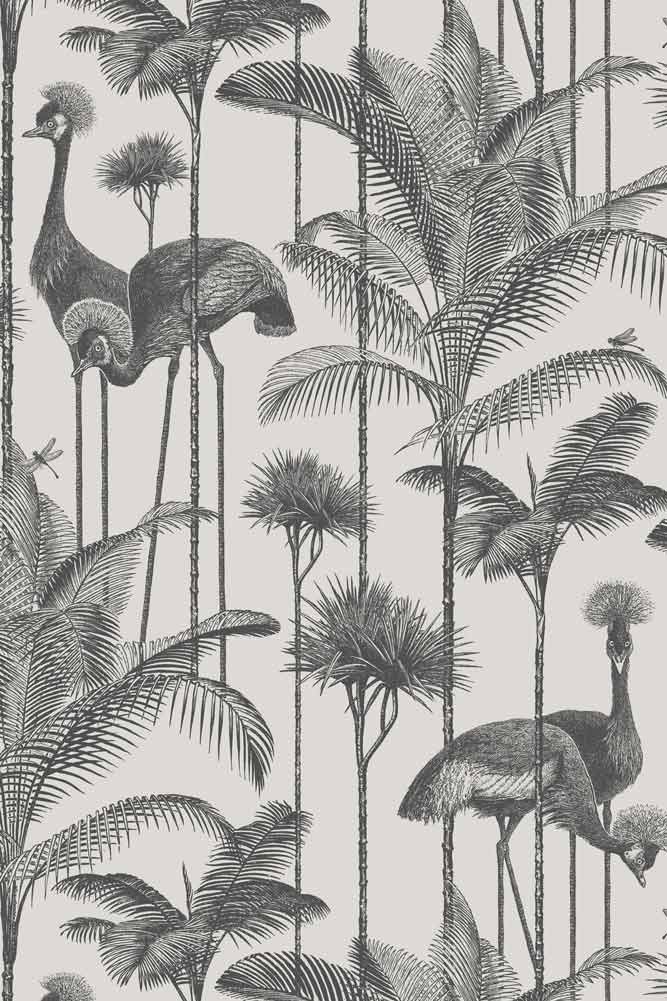 Divine Savages Crane Fonda Charcoal Wallpaper - Image 11