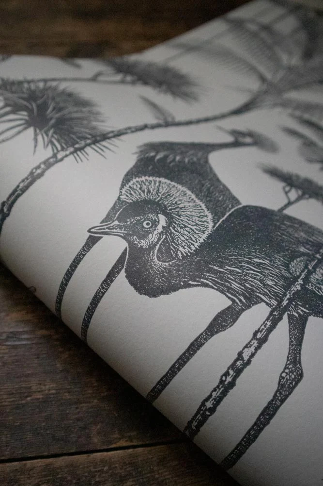 Divine Savages Crane Fonda Charcoal Wallpaper - Image 7
