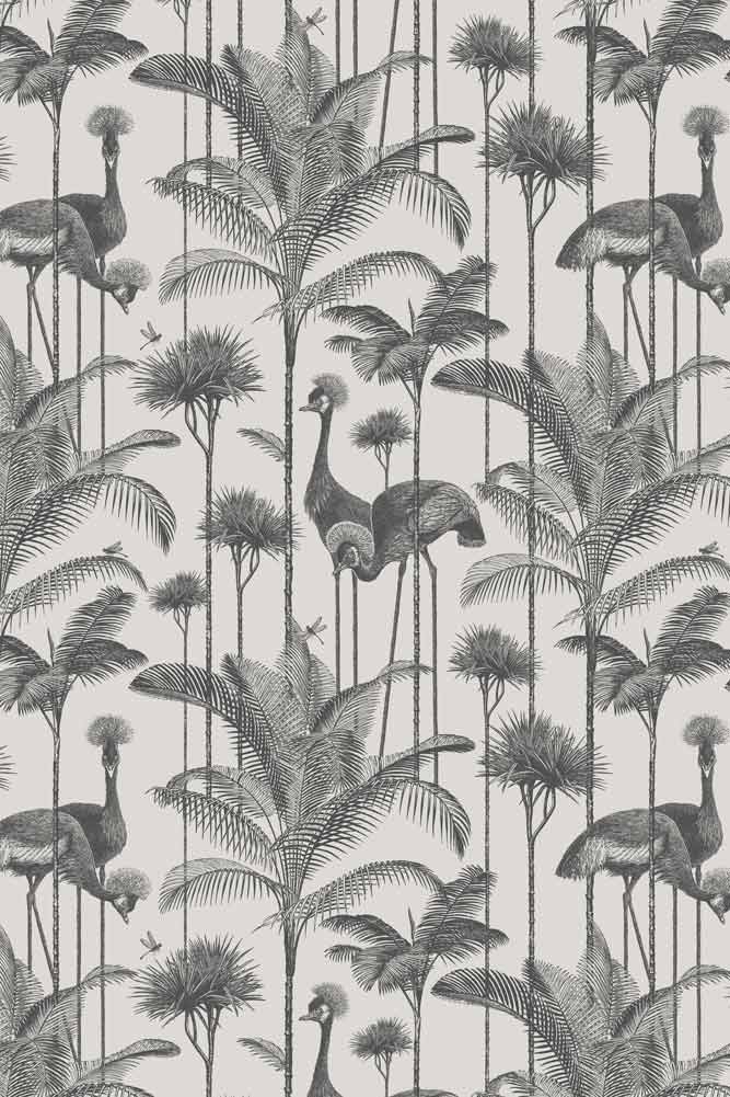 Divine Savages Crane Fonda Charcoal Wallpaper - Image 9