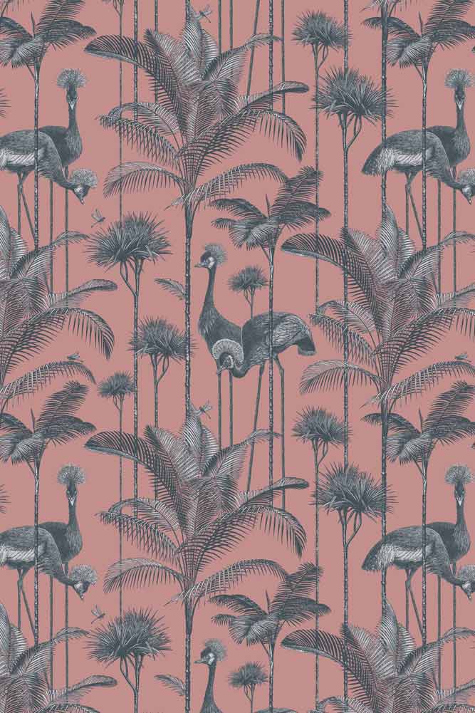 Divine Savages Crane Fonda Coral Wallpaper - Image 11