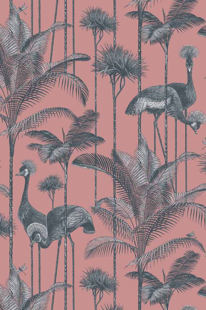 Divine Savages Crane Fonda Coral Wallpaper - Image 4