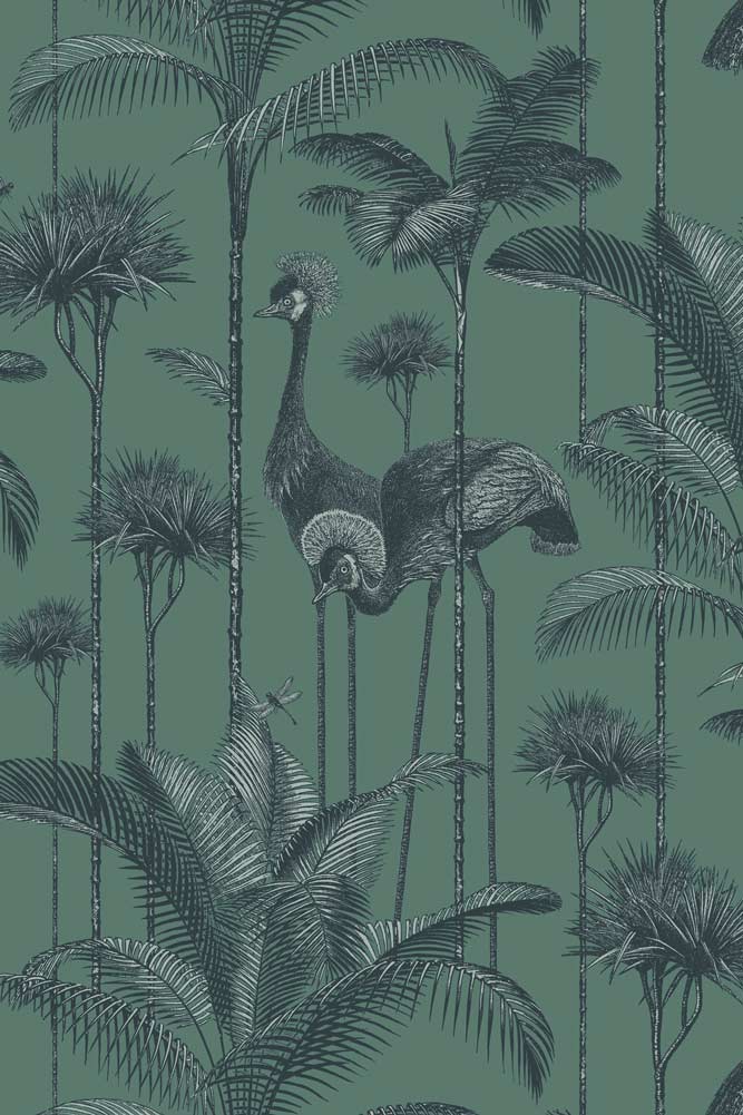 Divine Savages Crane Fonda Jade Green Wallpaper - Image 4