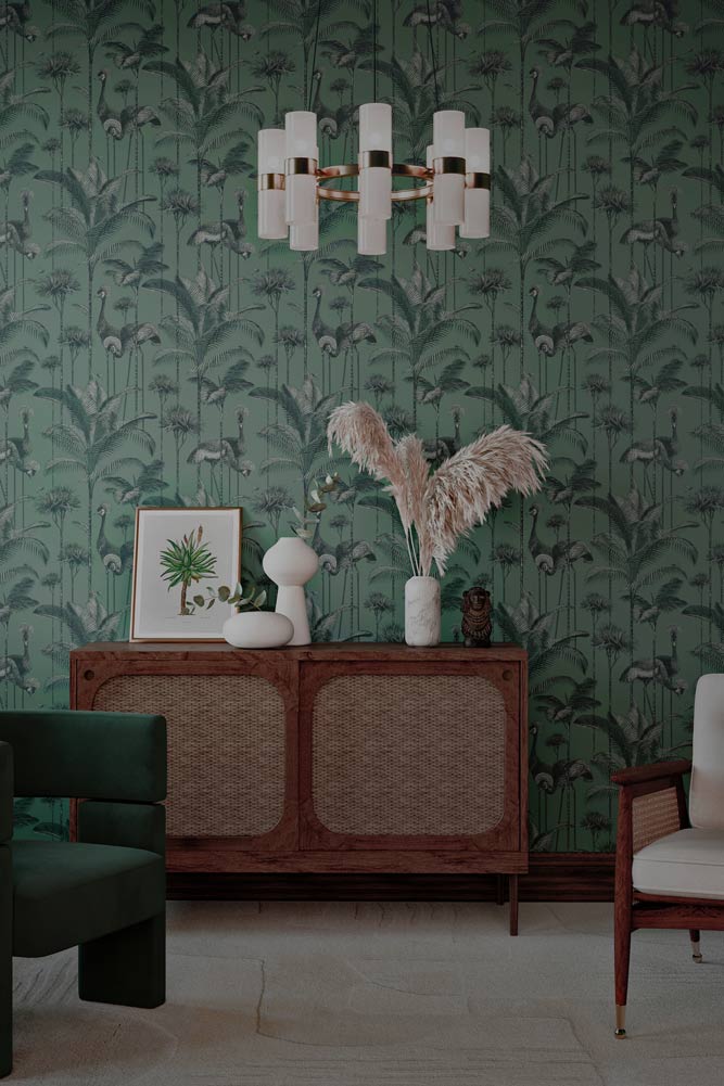 Divine Savages Crane Fonda Jade Green Wallpaper - Image 5