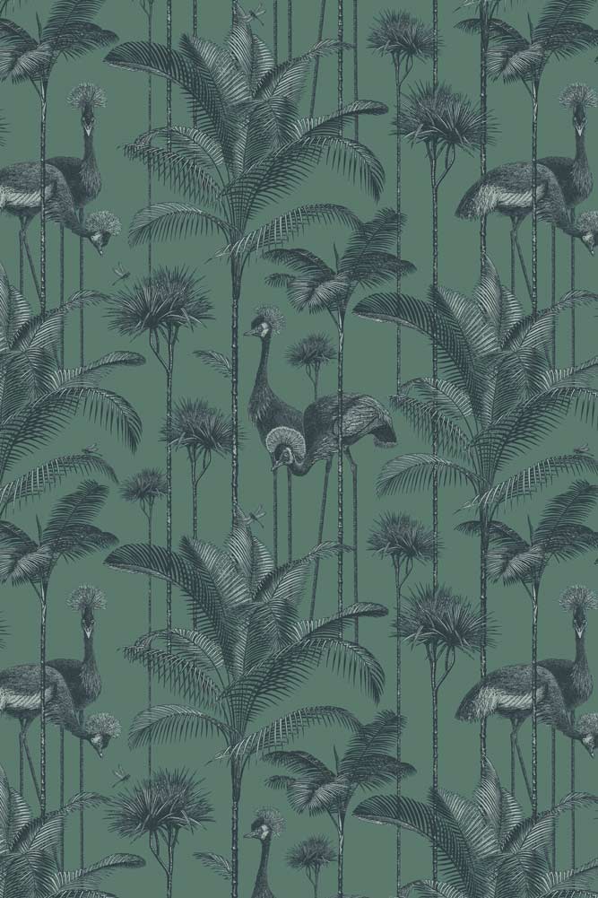 Divine Savages Crane Fonda Jade Green Wallpaper - Image 6