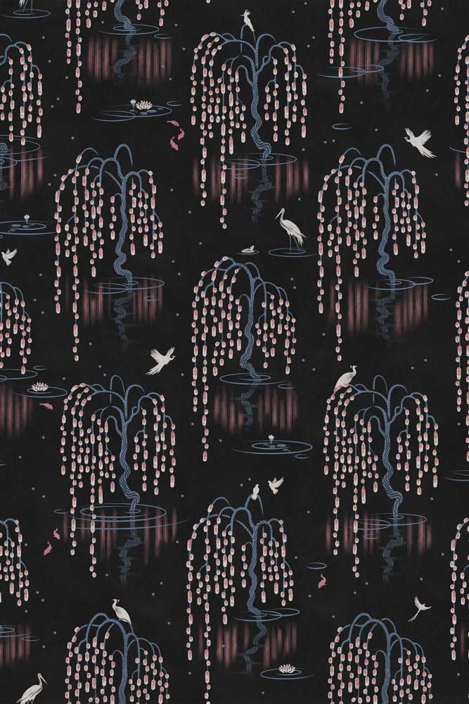 Divine Savages Kyoto Blossom Black Cherry Wallpaper - Image 7