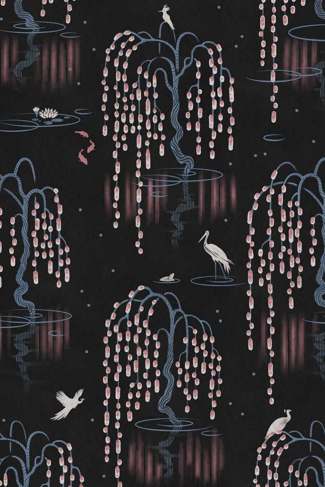 Divine Savages Kyoto Blossom Black Cherry Wallpaper - Image 9