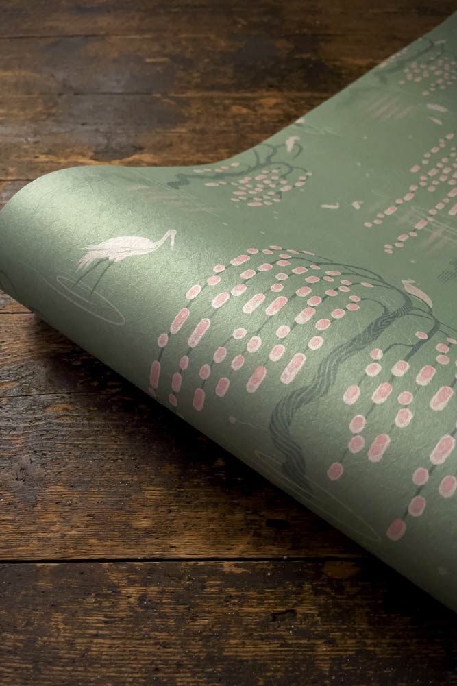 Divine Savages Kyoto Blossom Willow Green Wallpaper - Image 7