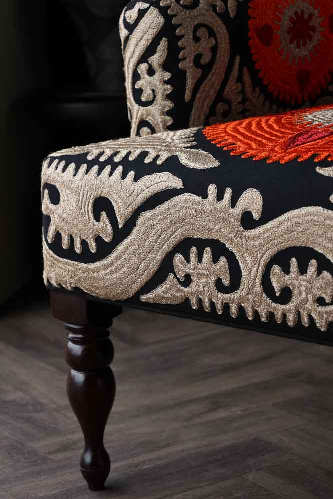 Embroidered Folk Pattern Armchair - Image 5