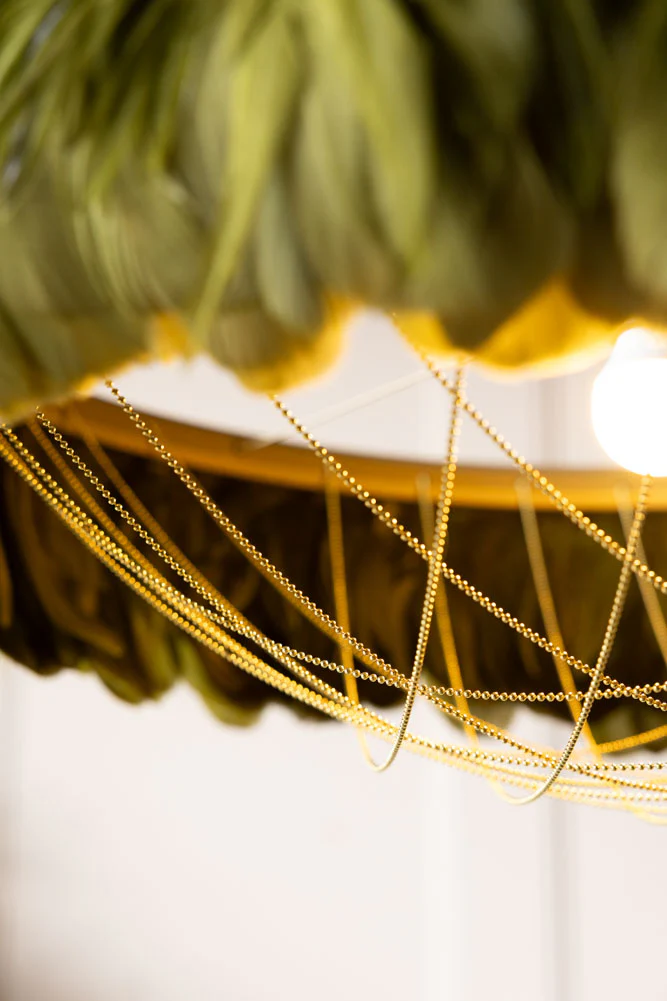Fabulous Feather Ceiling Light Shade - Olive Green - Image 3