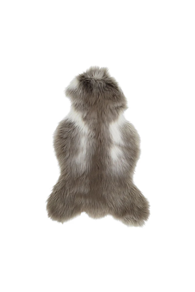 Faux Sheepskin Rug in White & Walnut - Image 7