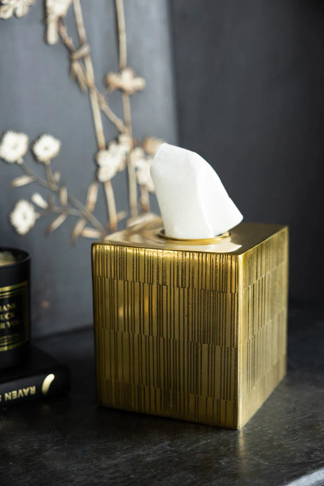 Fine Line Detail Gold Effect Tissue Box - Image 3