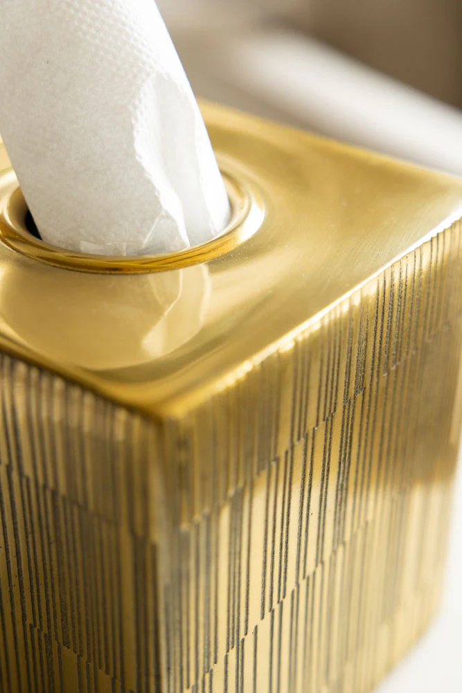 Fine Line Detail Gold Effect Tissue Box - Image 6