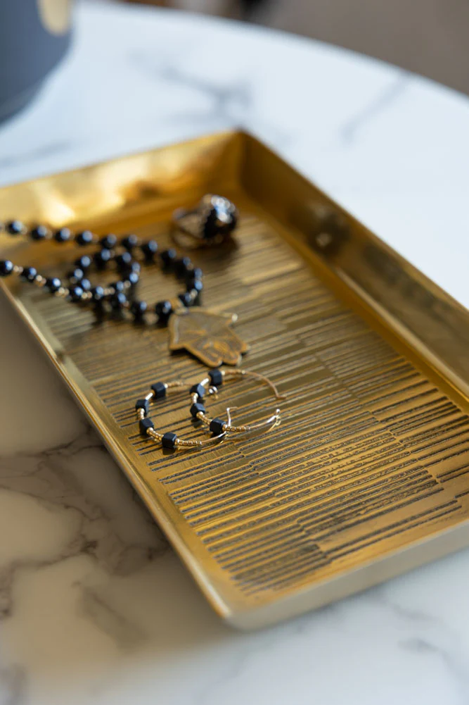 Fine Line Detail Gold Effect Trinket Tray - Image 5