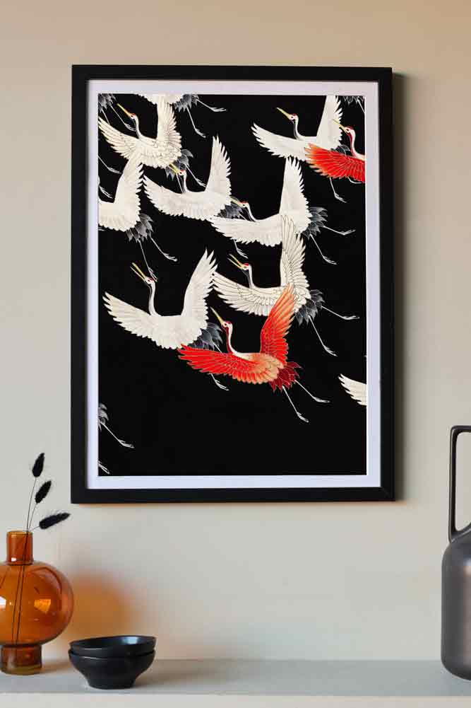 Flying Cranes Art Print - Available Framed Or Unframed - Image 9
