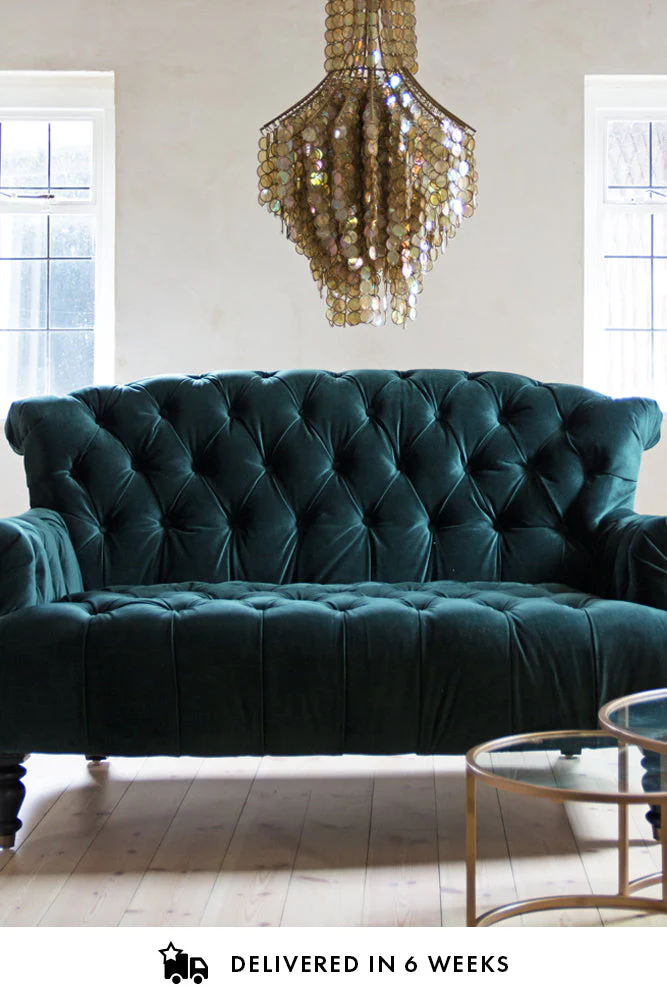 Forest Green Velvet 2 Seater Sofa - Image 4