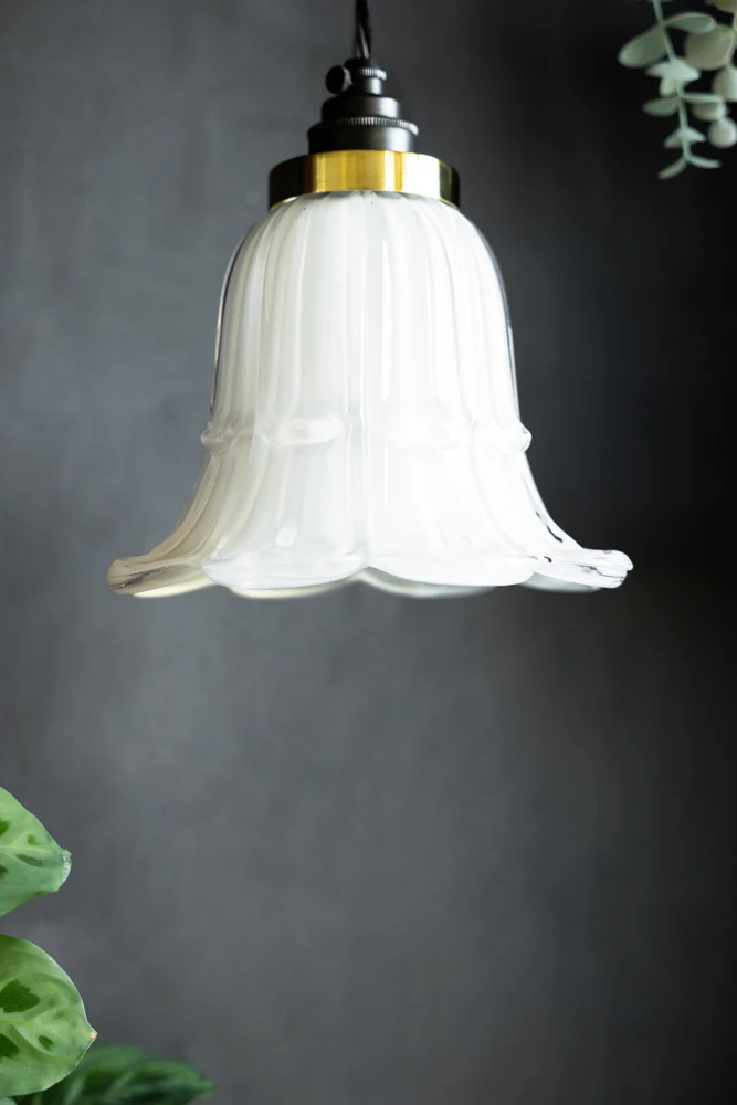 Frosted White Vintage-Style Glass Easyfit Ceiling Light Shade - Image 4