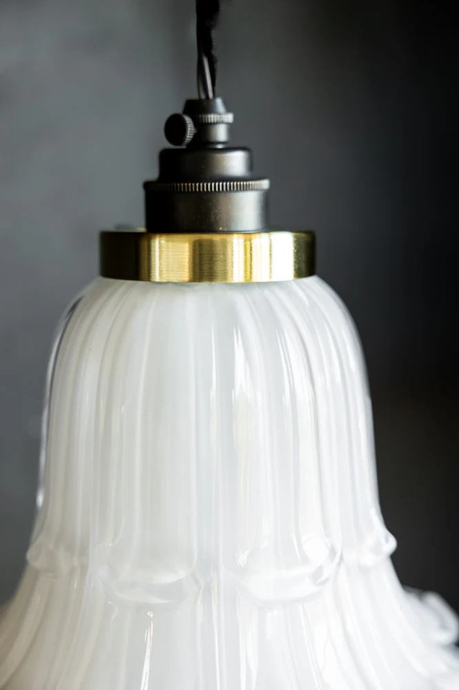 Frosted White Vintage-Style Glass Easyfit Ceiling Light Shade - Image 5