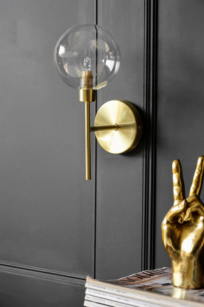 Glass Globe & Brass Wall Light - Image 3