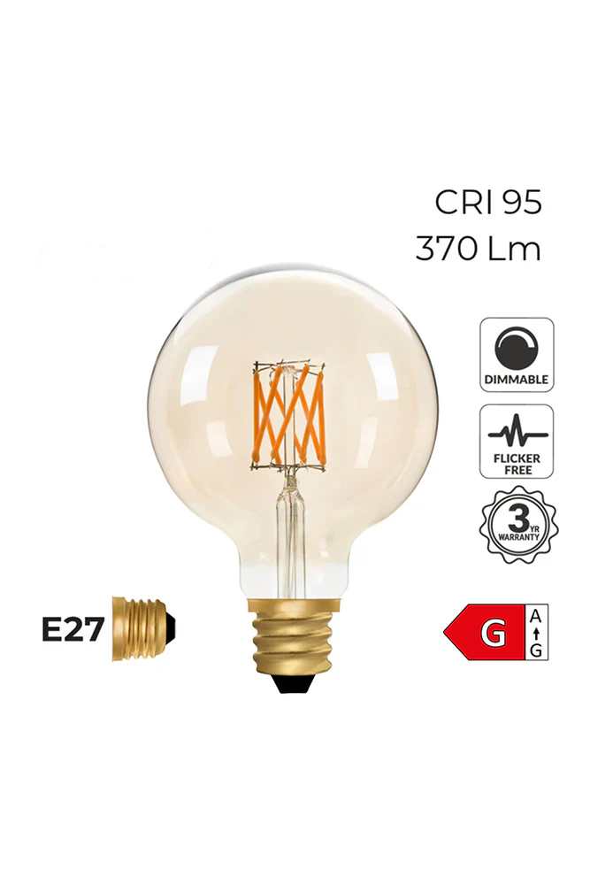 Globe E27 6W Amber LED Light Bulb - Image 4