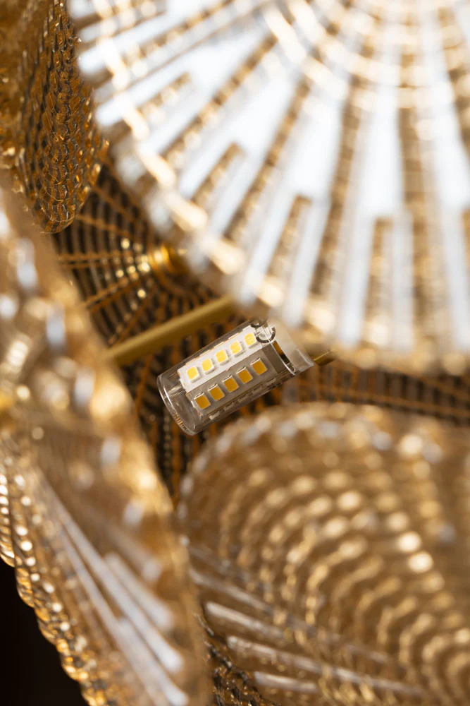 Gold & Amber Ribbed Glass Disc Ceiling Light - Image 5