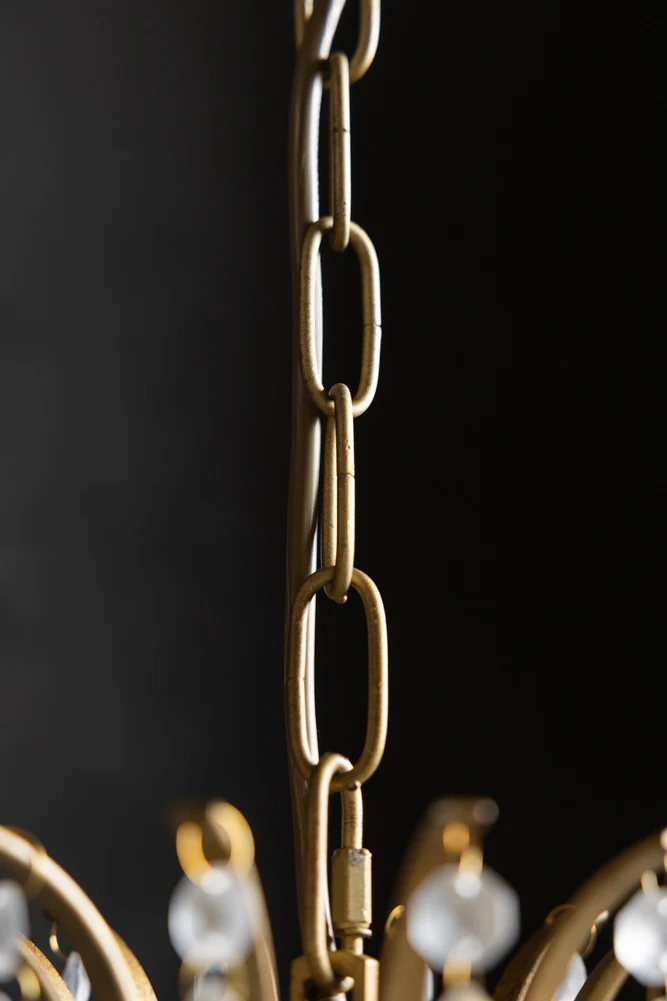 Gold Antique-Style Frosted Glass Teardrop Chandelier - Image 6