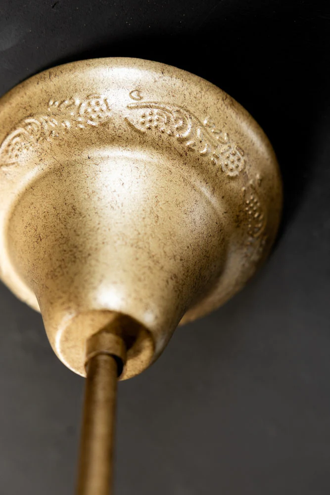 Gold Antique-Style Frosted Glass Teardrop Chandelier - Image 7