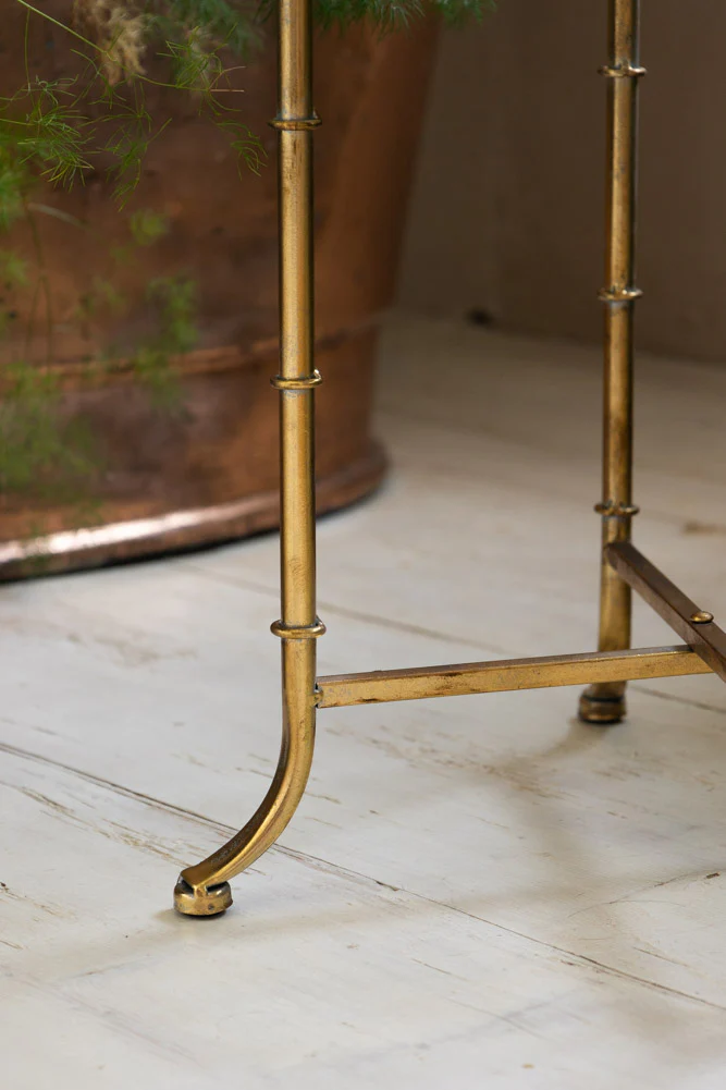 Gold Distressed Mirrored Side Table - Image 4