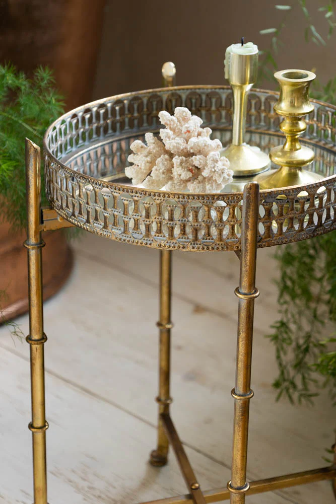 Gold Distressed Mirrored Side Table - Image 5
