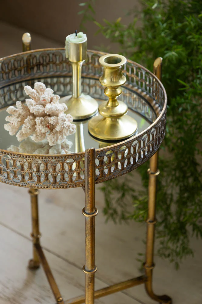 Gold Distressed Mirrored Side Table - Image 6