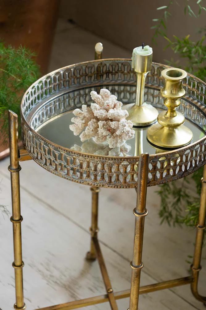 Gold Distressed Mirrored Side Table - Image 7