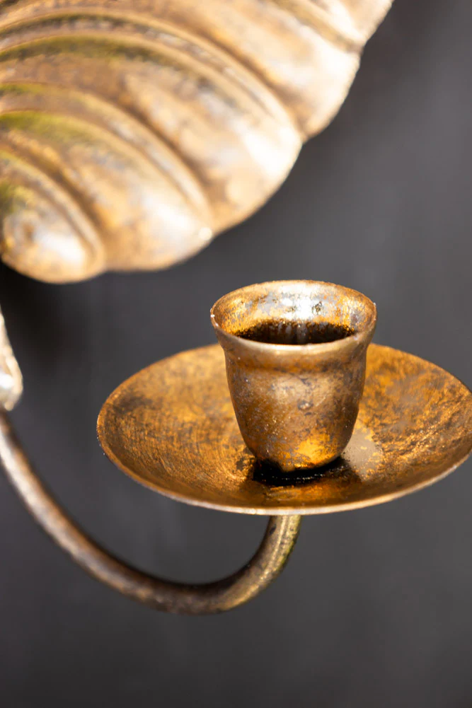 Gold Effect Cheese Leaf Candle Wall Sconce - Image 4