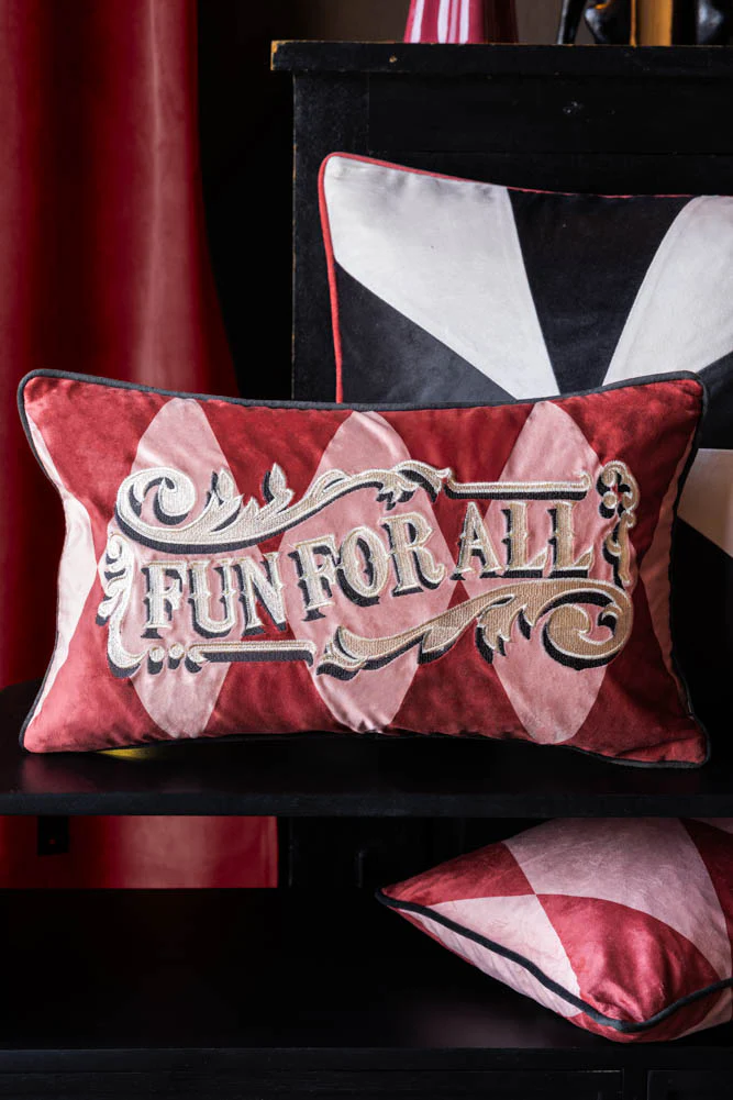 Gold Embroidered Fun For All Cushion