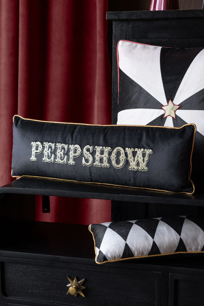 Gold Embroidered Peep Show Cushion