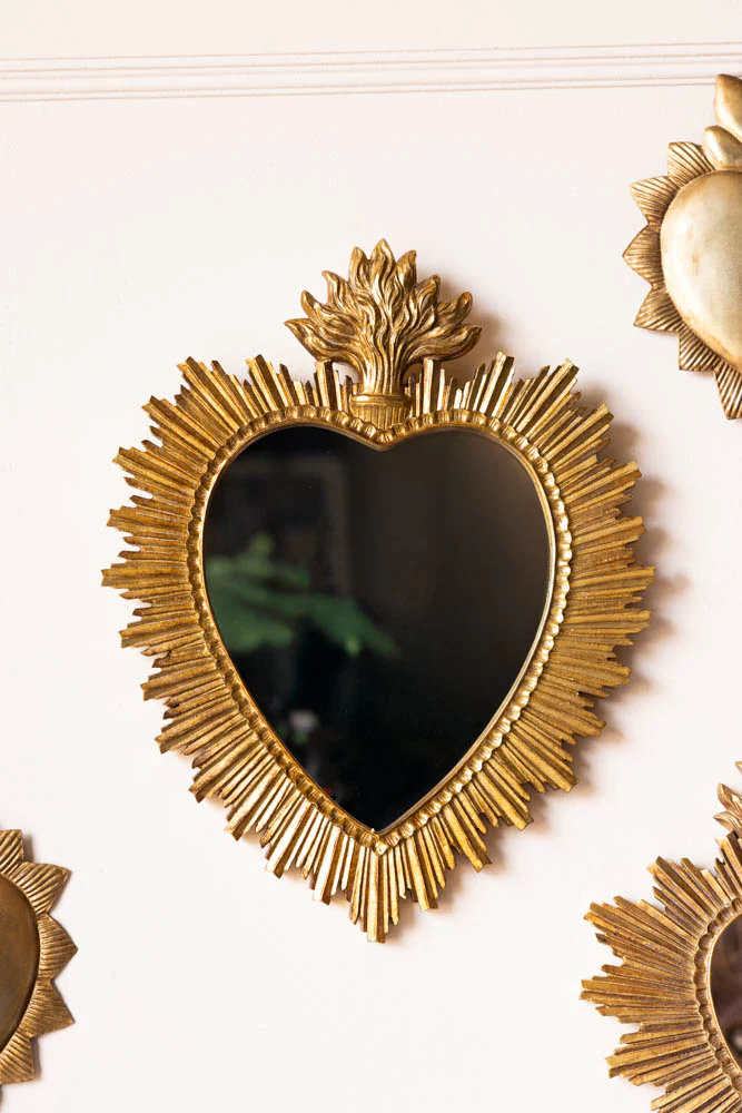 Gold Sacred Heart Ornate Mirror - Image 2