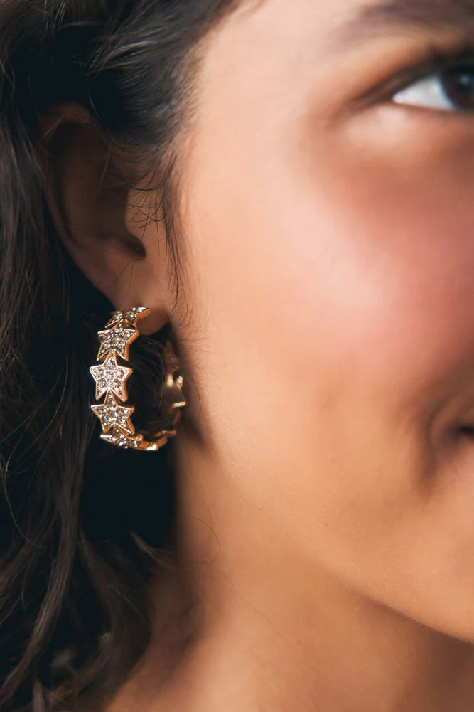 Gold Star Hoop Earrings