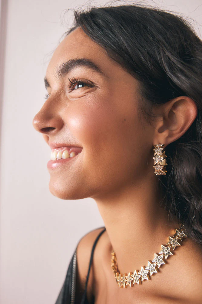 Gold Star Hoop Earrings - Image 2