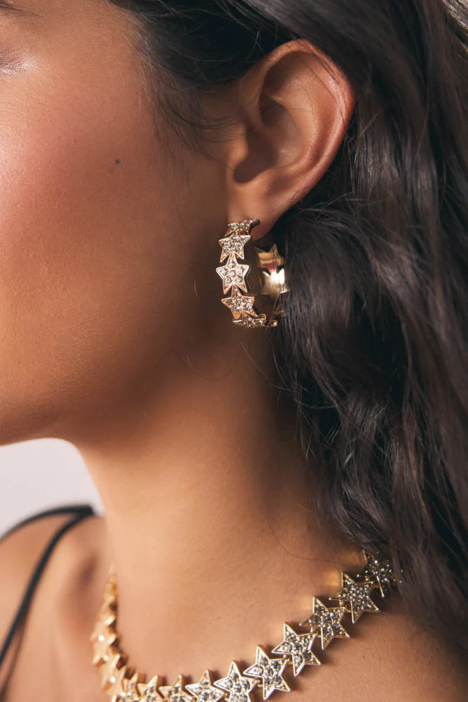 Gold Star Hoop Earrings - Image 3