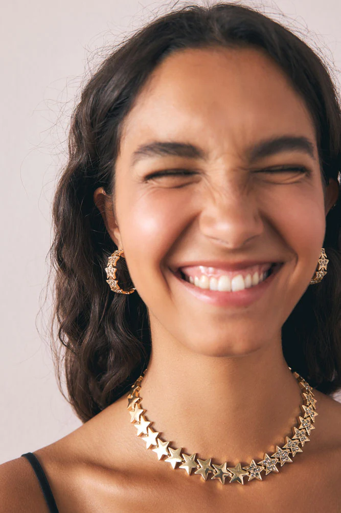 Gold Star Hoop Earrings - Image 4