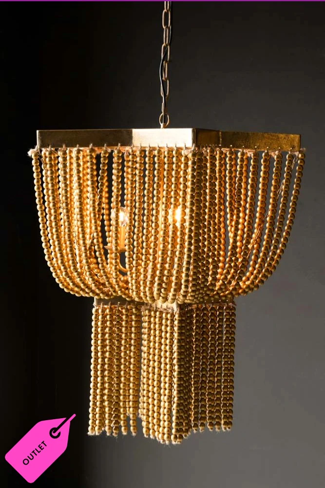 Gold Star Shaped Beaded Statement Chandelier Light - SECONDS