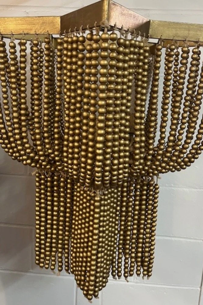 Gold Star Shaped Beaded Statement Chandelier Light - SECONDS - Image 2