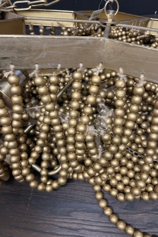 Gold Star Shaped Beaded Statement Chandelier Light - SECONDS - Image 6