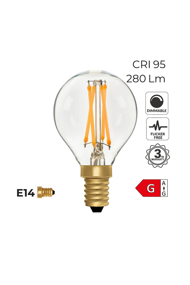 Golf Ball E14 4W Clear LED Light Bulb - Image 3