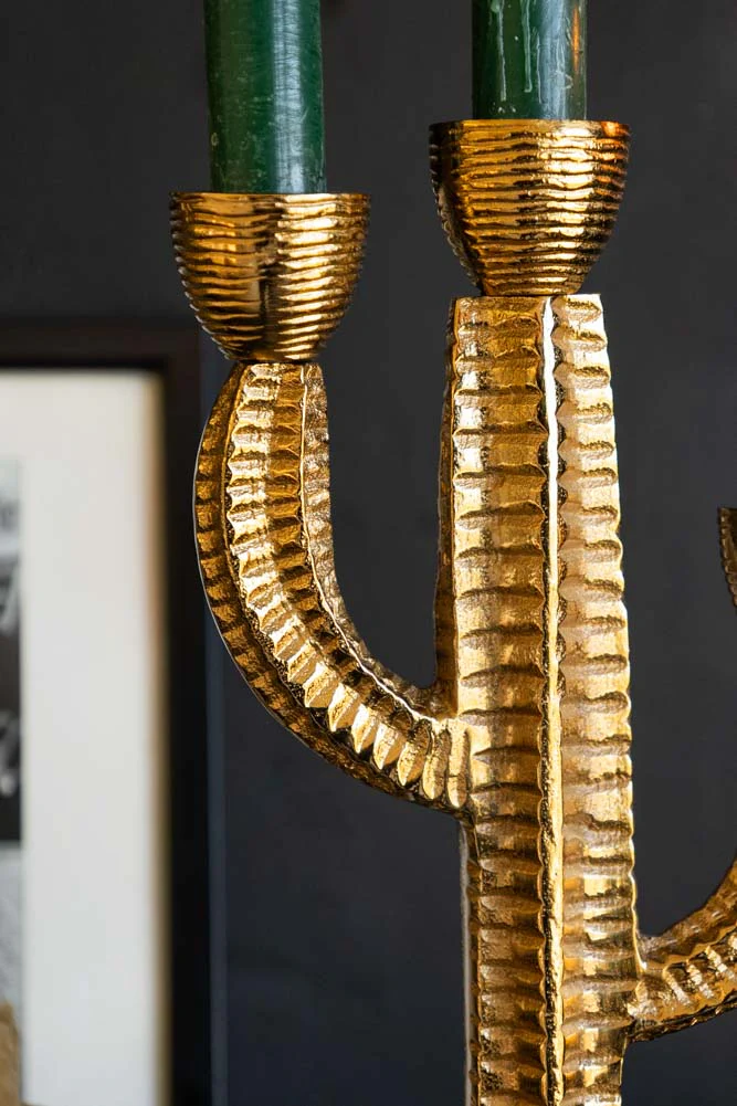 Gorgeous Gold Cactus Candle Holder - Image 3