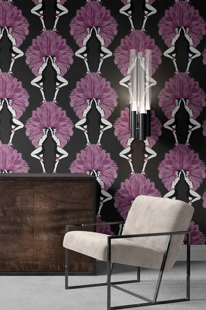 Graduate Collection Showgirl Black & Hot Pink Wallpaper - Image 4