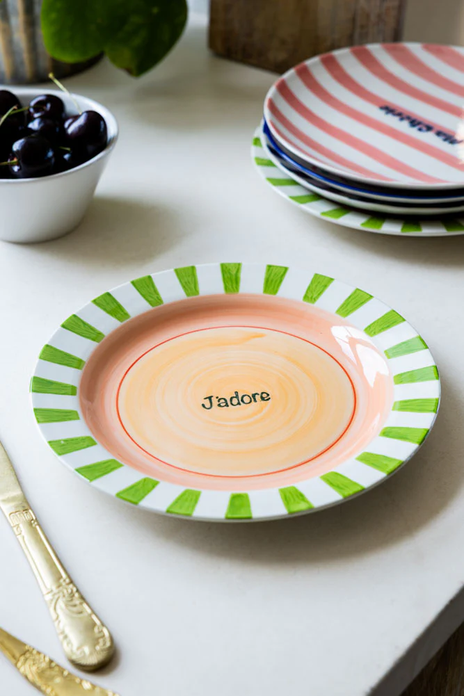 Green & Pink J’adore Ceramic Serving Plate - Image 4